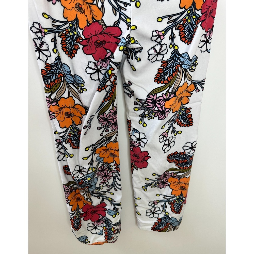 Swing Control Floral Print Golf Pants Size 0 Pockets Stretch Pull On White Multi - Picture 12 of 15